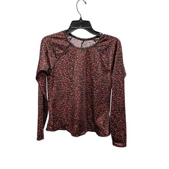 Womens Long-Sleeve Leopard Print Crew Neck Rash Guard Swim Top With UPF 50+ & Ch - Picture 2 of 6